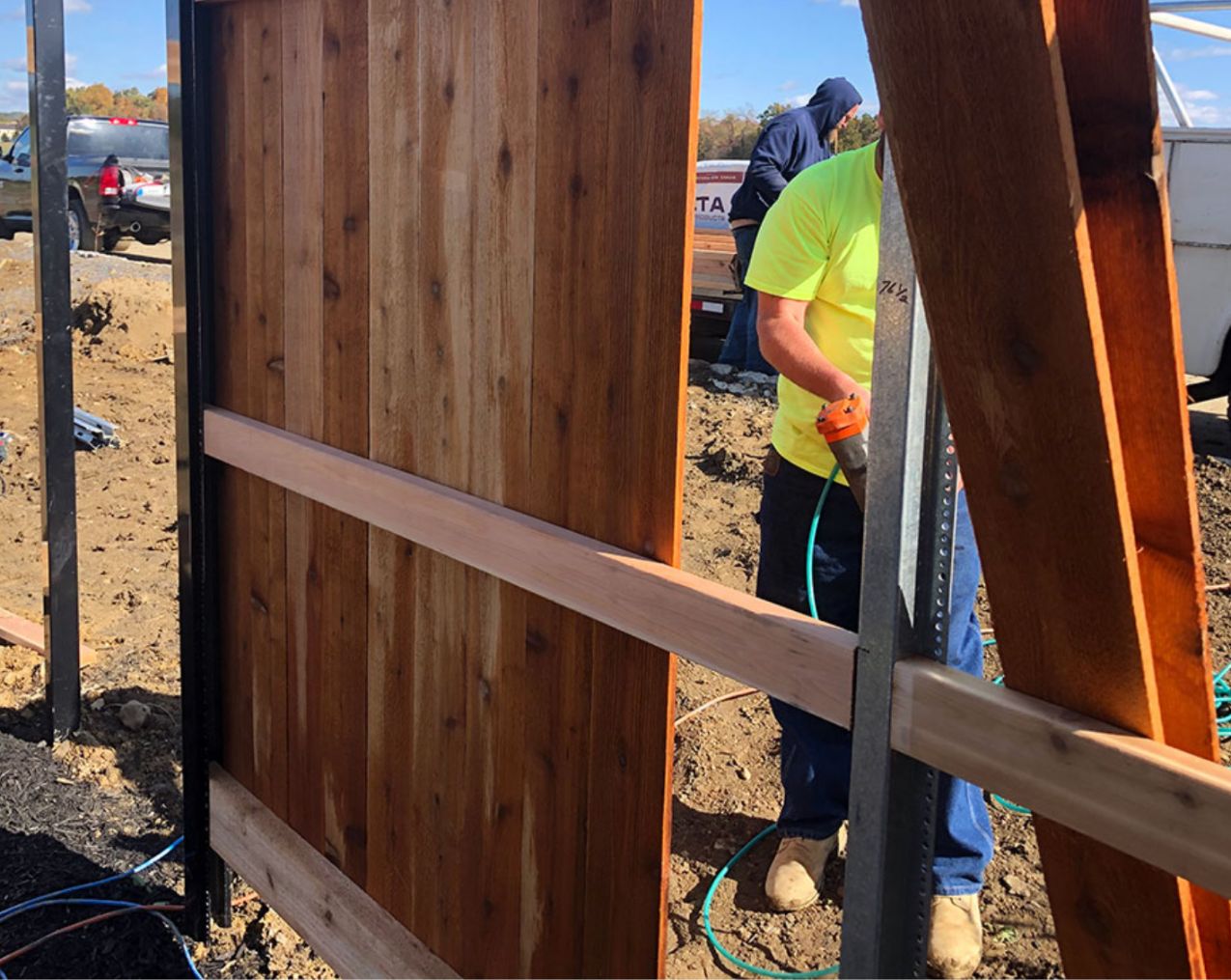 Fence building under construction