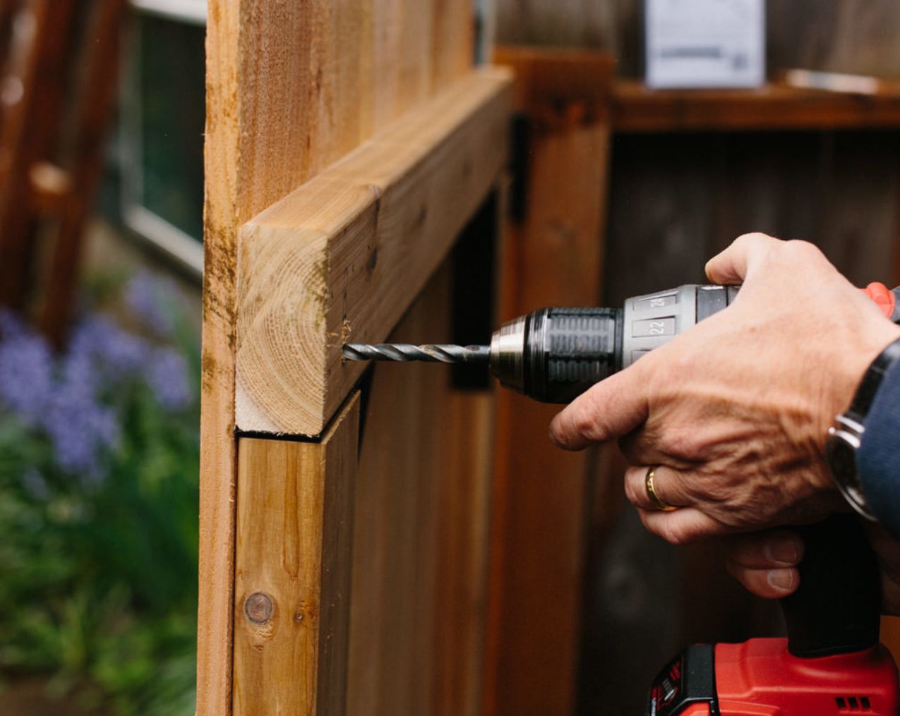 Man building fence