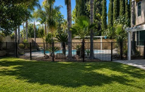 Black iron pool safety fence